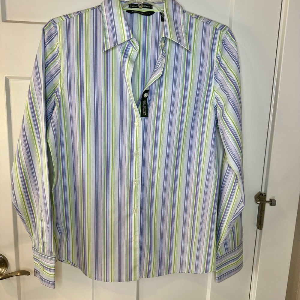 Eddie Bauer Cotton Stripe Shirt Wrinkle Resistant‎ Small